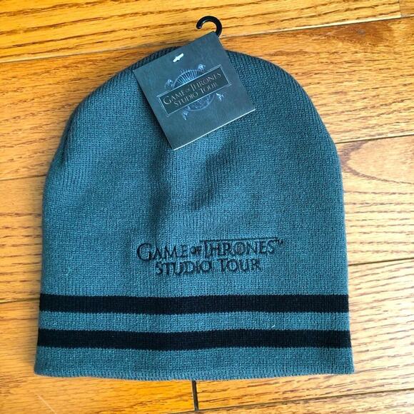 Game of Thrones Studio Tour Authentic Charcoal Gray Black Beanie Hat SZ O/S NWT - Picture 1 of 5